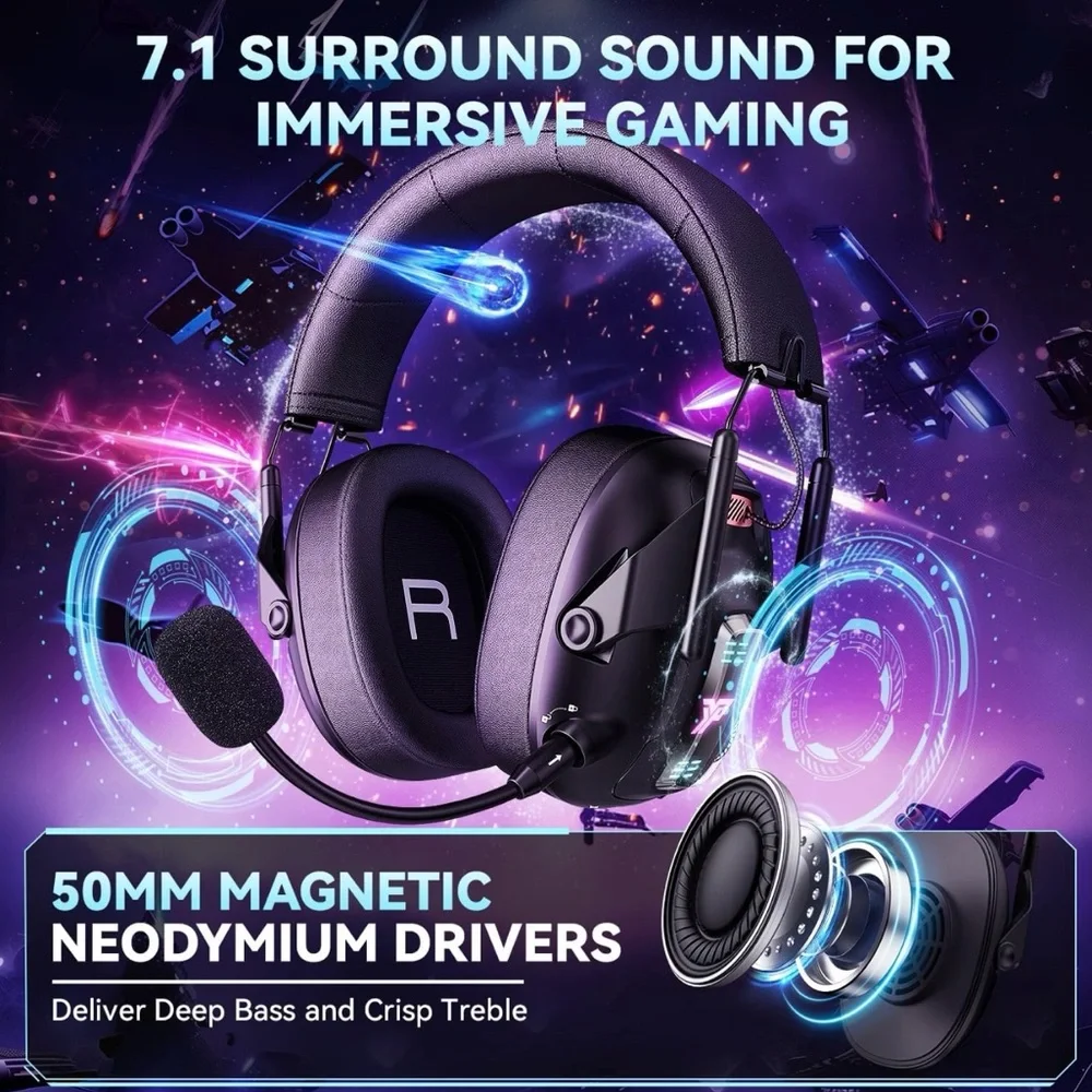 Black Gaming Headset with LED Lights